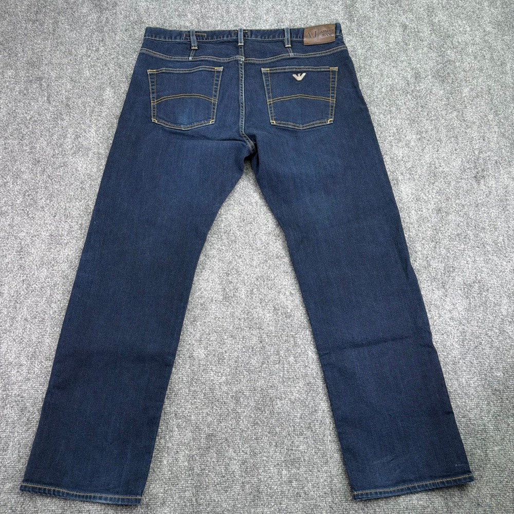 Armani Jeans Mens 38 (Fits 37x28.5) Blue J31 Regular Straight Leg Eagle - Picture 14 of 16